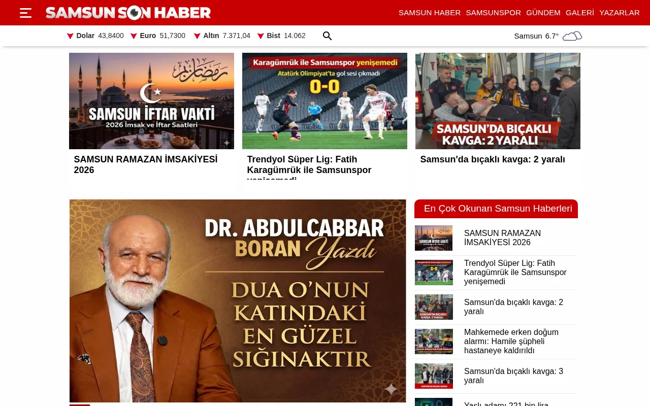 samsunsonhaber.com web sitesi ekran görüntüsü - Haber - DA 31