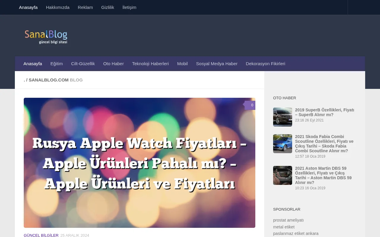 sanalblog.com web sitesi ekran görüntüsü - DA 18