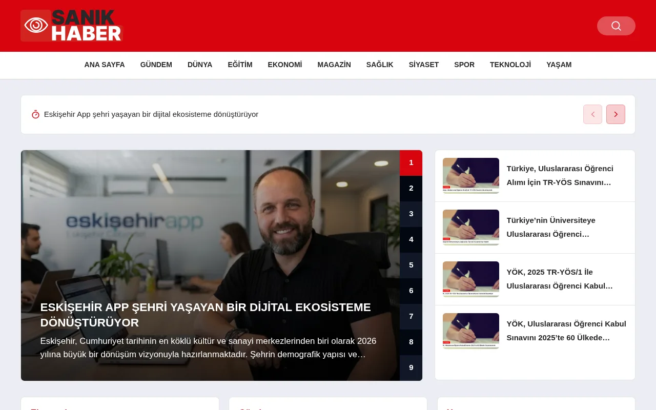 sanikhaber.com web sitesi ekran görüntüsü - Haber - DA 33