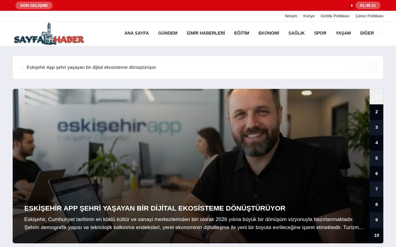 sayfahaber.com web sitesi ekran görüntüsü - Haber - DA 22