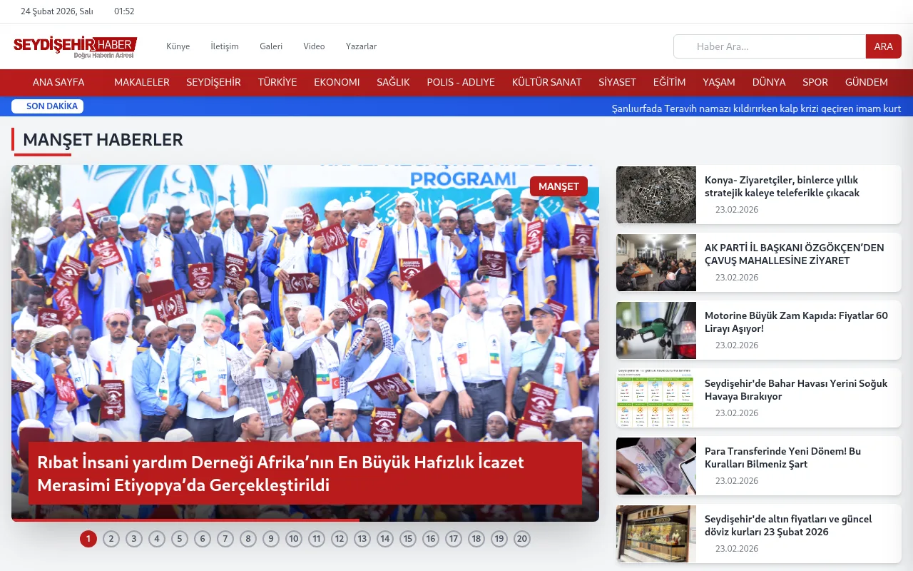 seydisehirhaber.com web sitesi ekran görüntüsü - Haber - DA 25