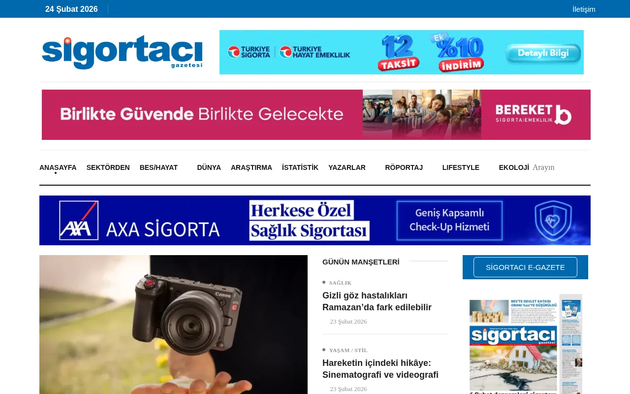 sigortacigazetesi.com.tr web sitesi ekran görüntüsü - Haber