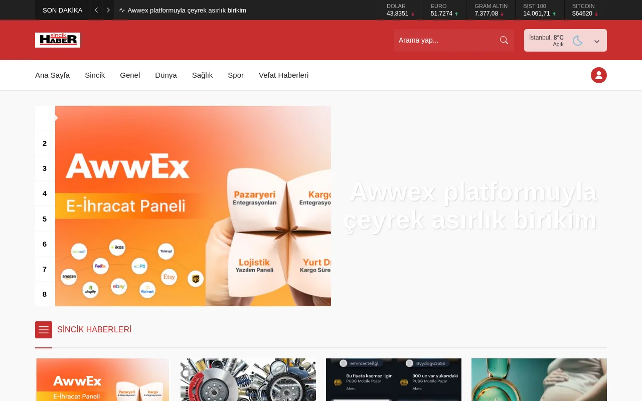 sincikhaber.net web sitesi ekran görüntüsü - Haber - DA 28