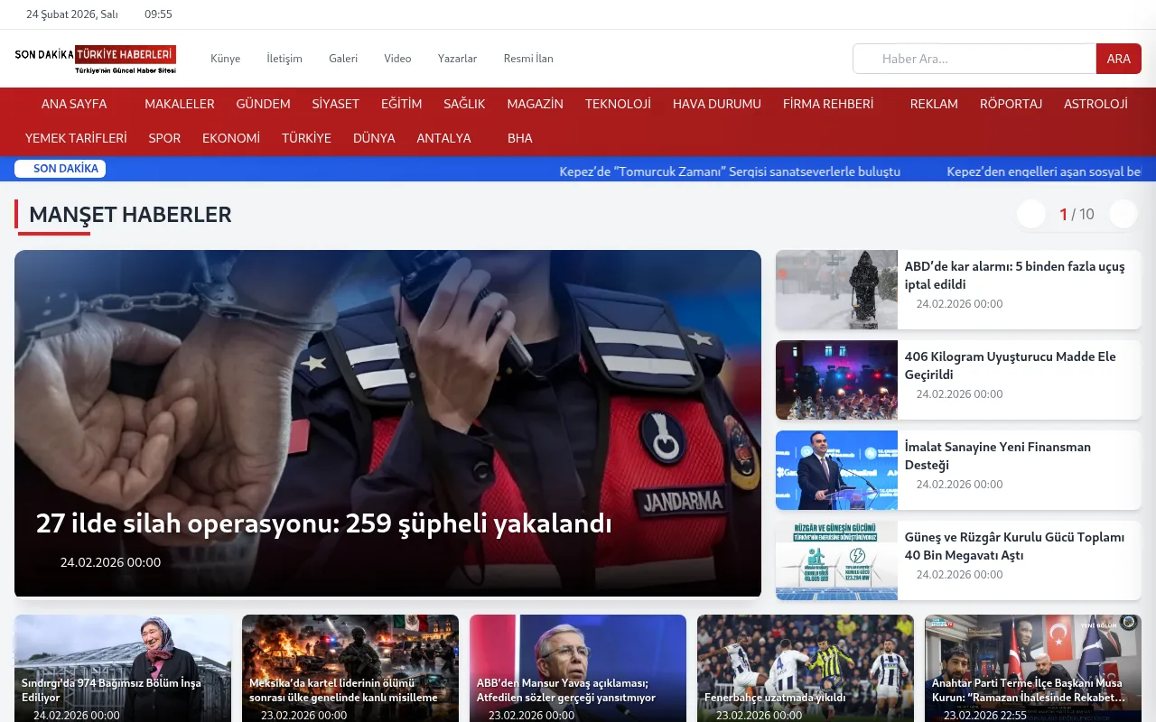 sondakikaturkiyehaberleri.com web sitesi ekran görüntüsü - Haber