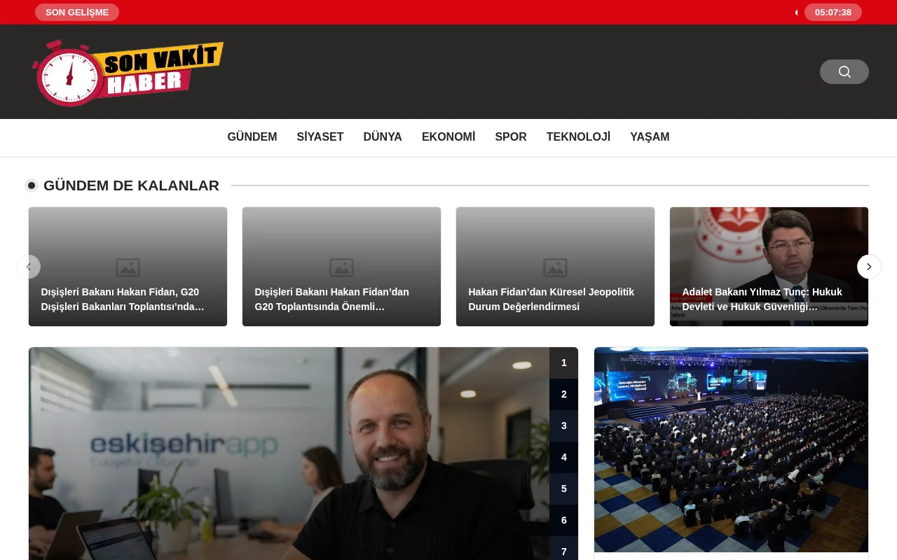 sonvakithaber.com web sitesi ekran görüntüsü - Haber - DA 22