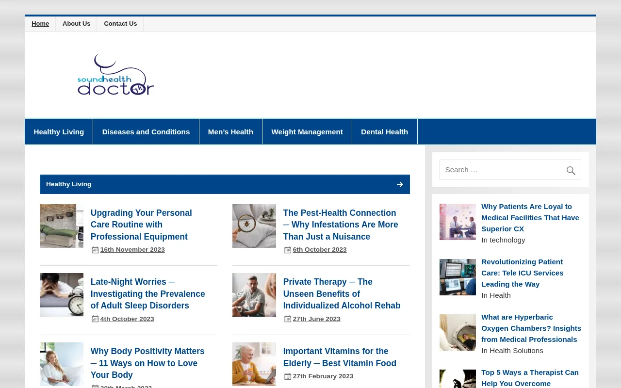 soundhealthdoctor.com web sitesi ekran görüntüsü - Sağlık