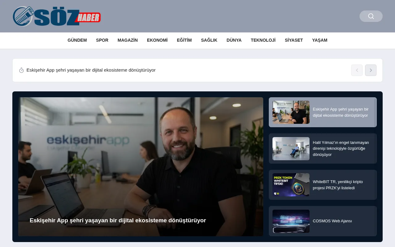 sozhaber.com web sitesi ekran görüntüsü - Haber - DA 30