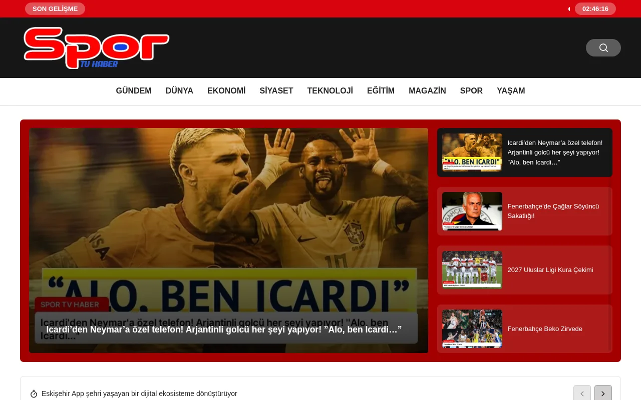 sportvhaber.com web sitesi ekran görüntüsü - Haber - DA 27