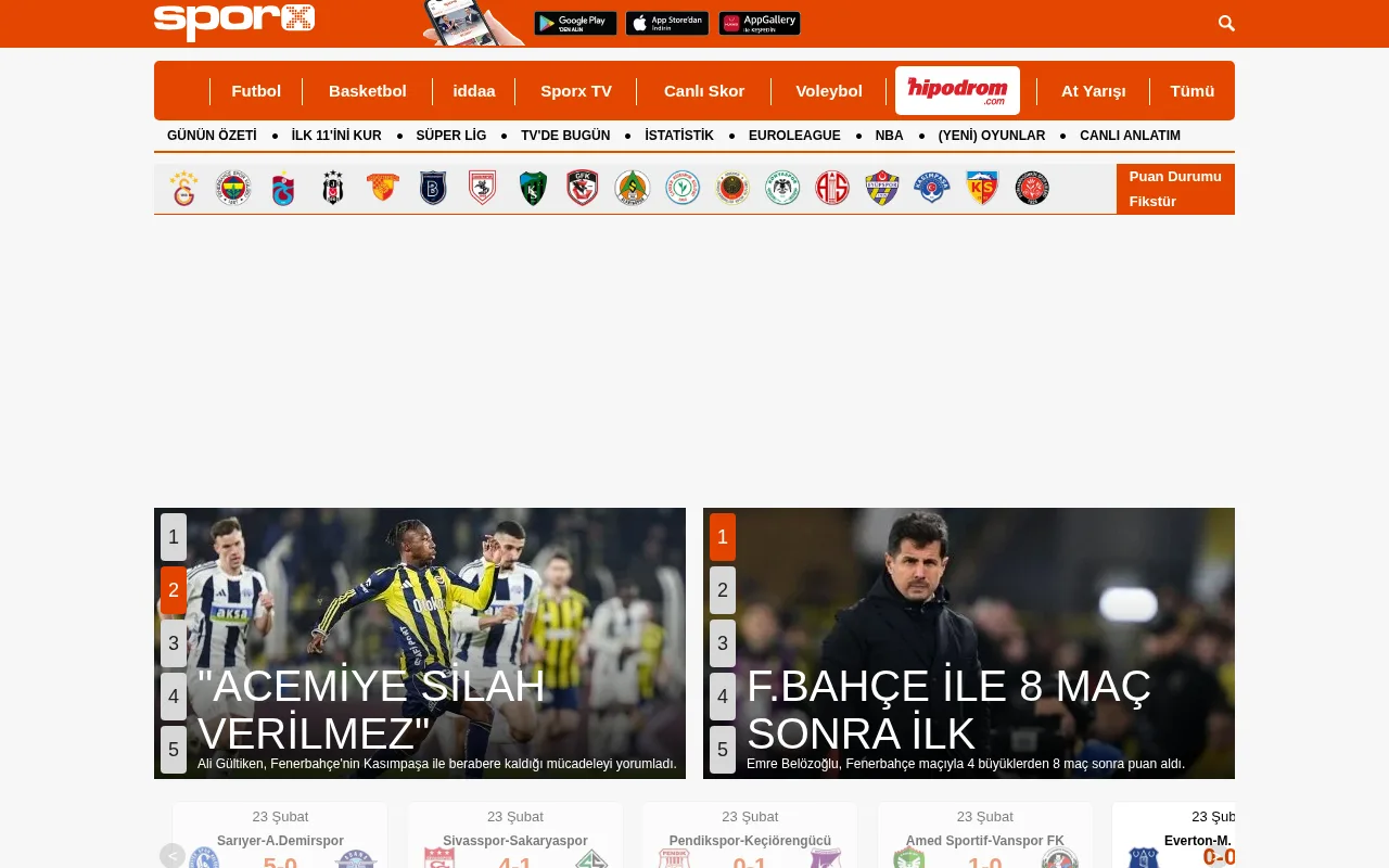 sporx.com web sitesi ekran görüntüsü - Spor - DA 79