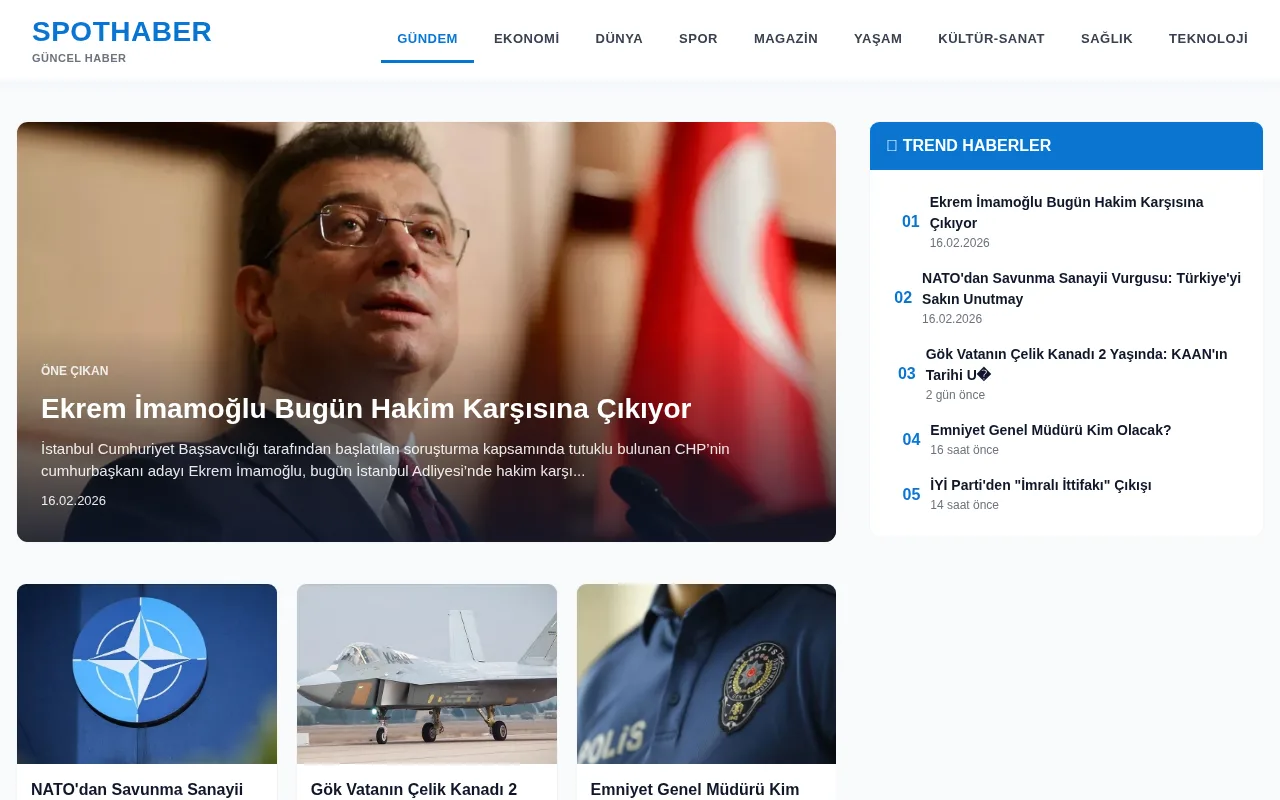 spothaber.com.tr web sitesi ekran görüntüsü - Haber - DA 18