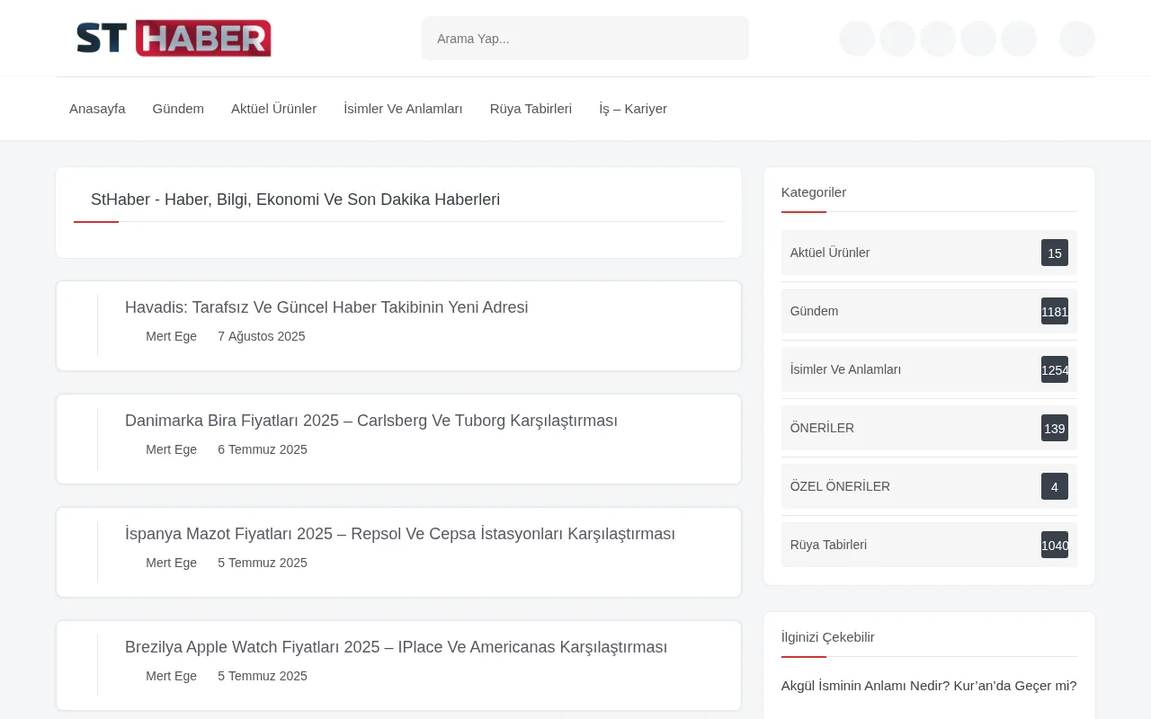 sthaber.com.tr web sitesi ekran görüntüsü - Haber - DA 20