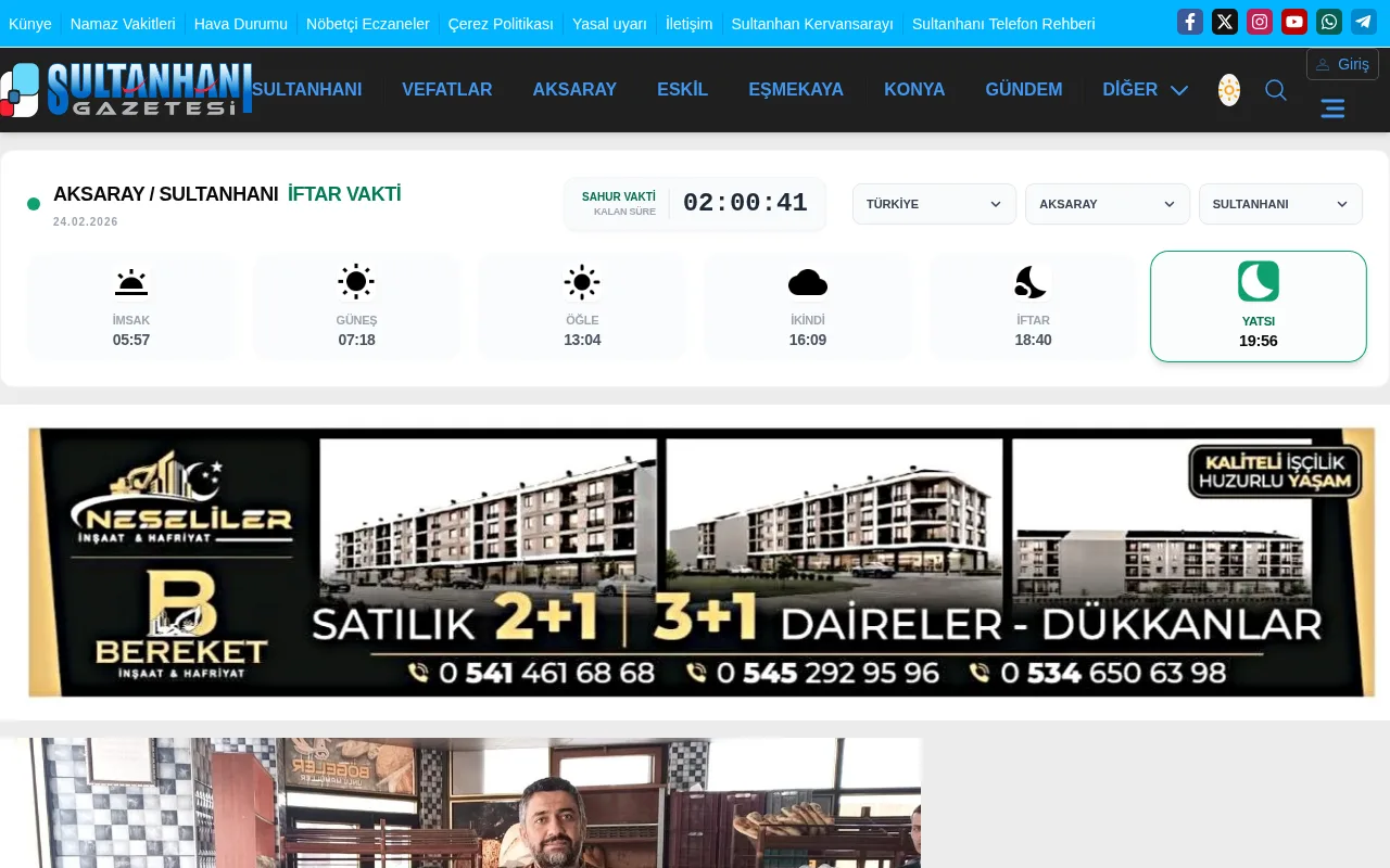 sultanhanigazetesi.com web sitesi ekran görüntüsü - Haber - DA 24