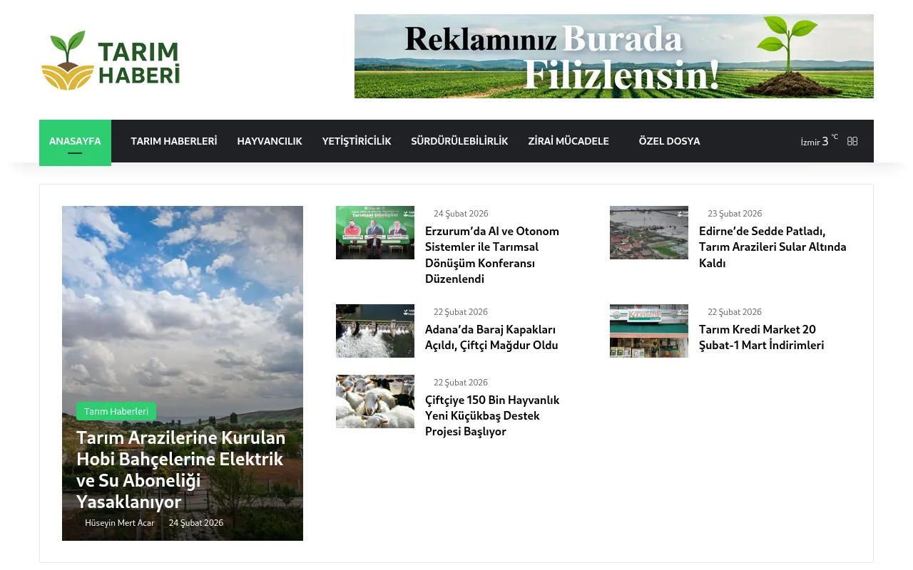 tarimhaberi.com web sitesi ekran görüntüsü - Haber