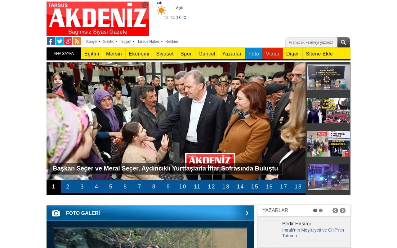 tarsusakdeniz.com web sitesi ekran görüntüsü