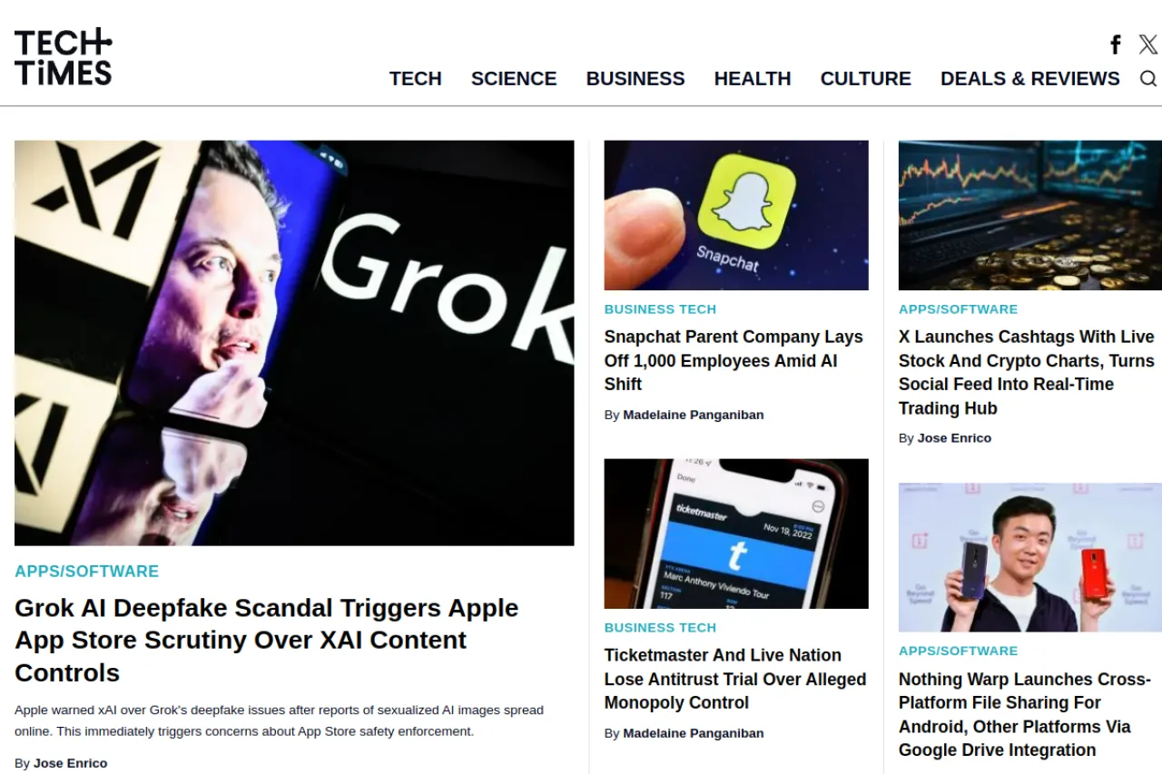 techtimes.com web sitesi ekran görüntüsü - Teknoloji - DA 82