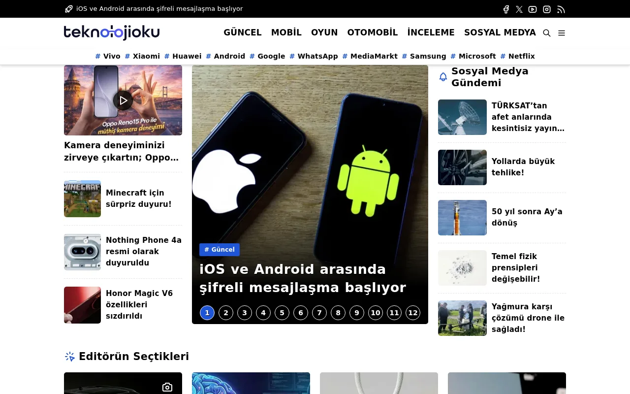 teknolojioku.com web sitesi ekran görüntüsü - Teknoloji