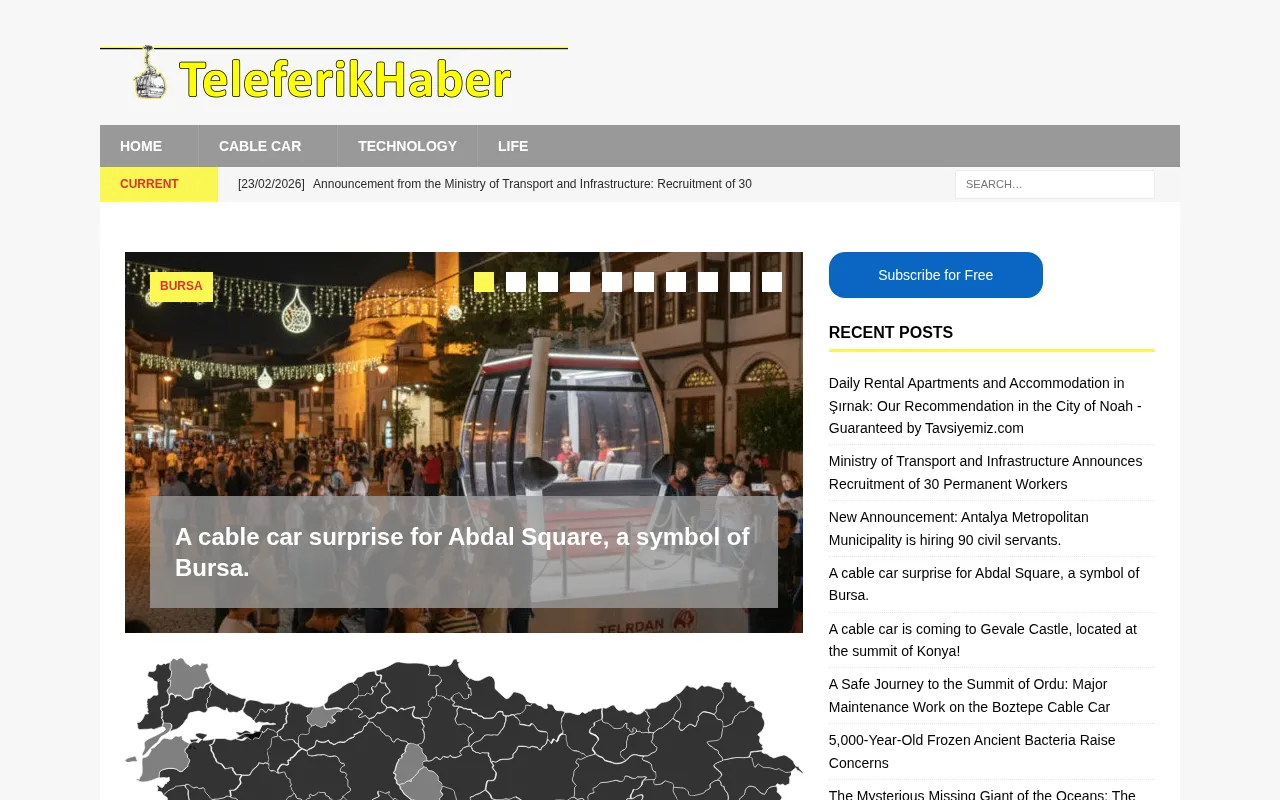 teleferikhaber.com web sitesi ekran görüntüsü - Haber - DA 23