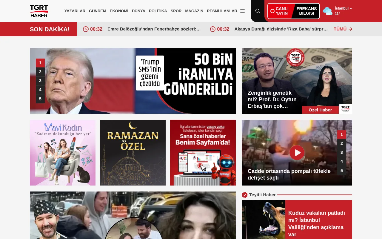 tgrthaber.com web sitesi ekran görüntüsü - Haber - DA 56