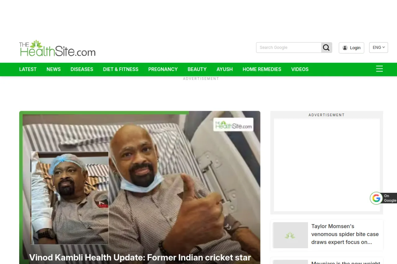 thehealthsite.com web sitesi ekran görüntüsü - Teknoloji - DA 72