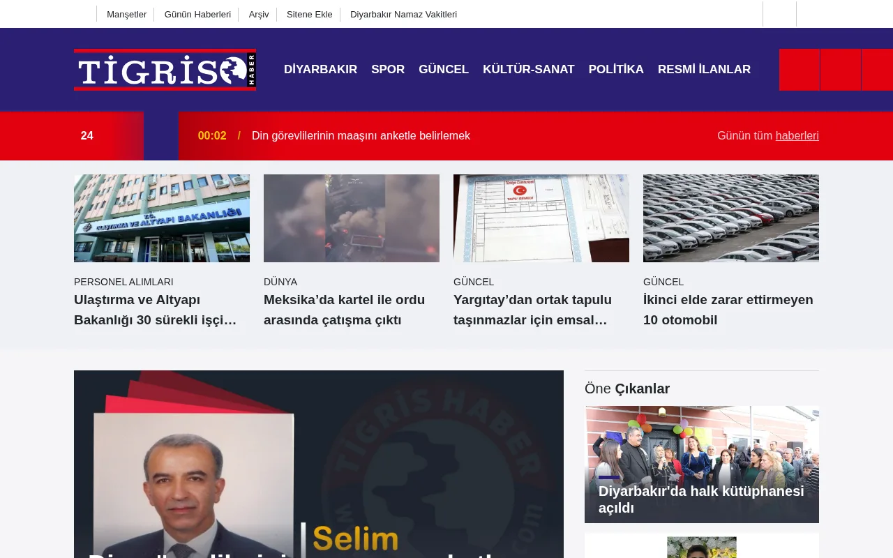 tigrishaber.com web sitesi ekran görüntüsü - Haber - DA 31