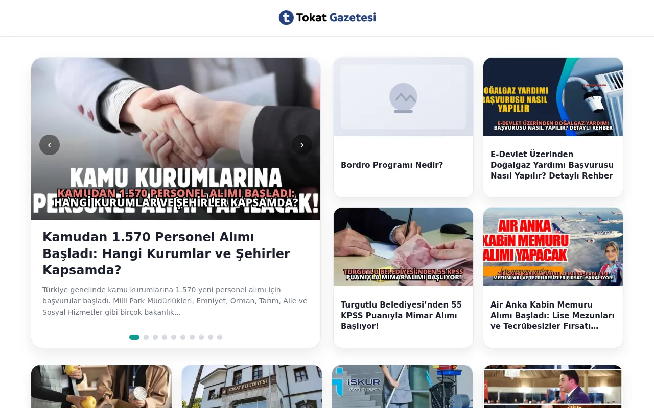 tokatgazetesi.com web sitesi ekran görüntüsü - Haber - DA 34
