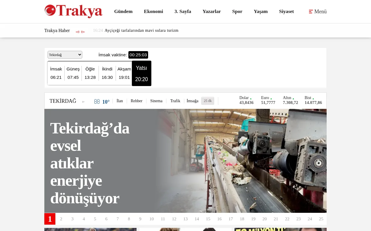 trakyagazetesi.com.tr web sitesi ekran görüntüsü - Haber