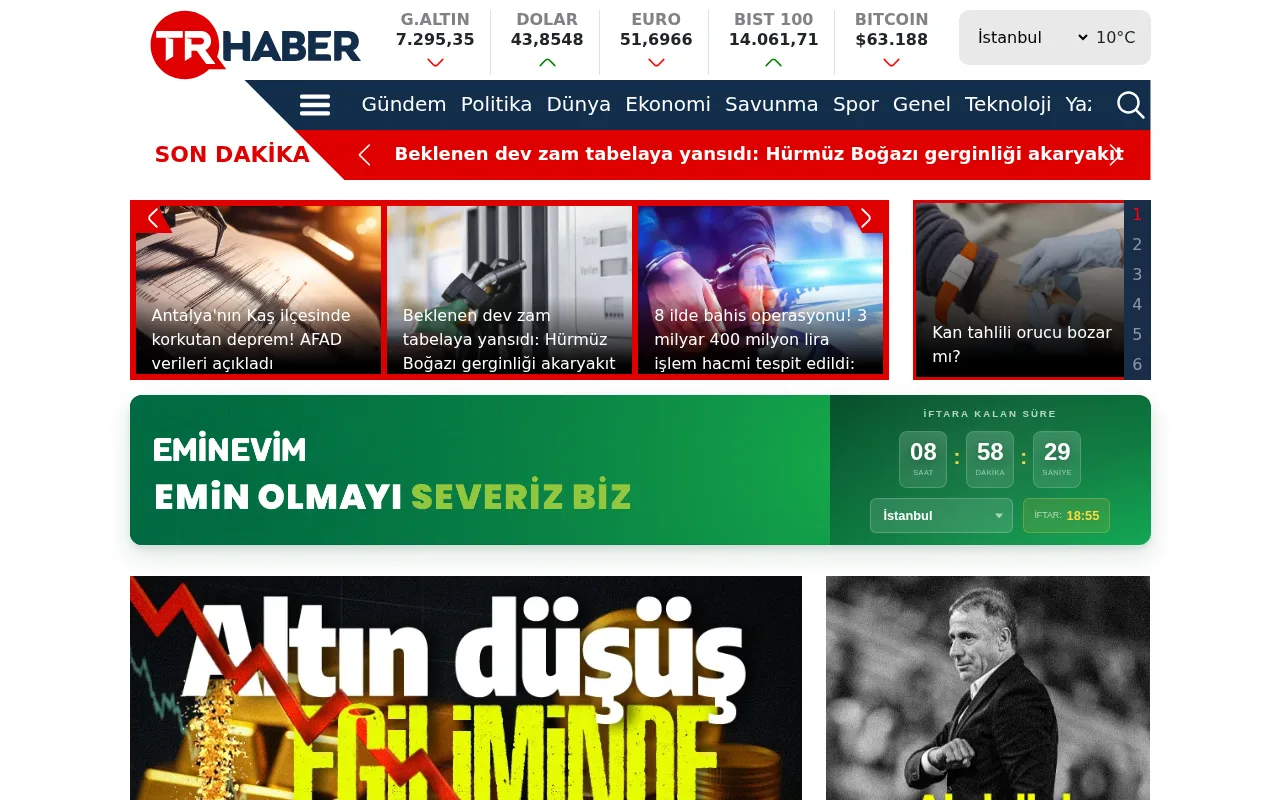 trhaber.com web sitesi ekran görüntüsü - Haber