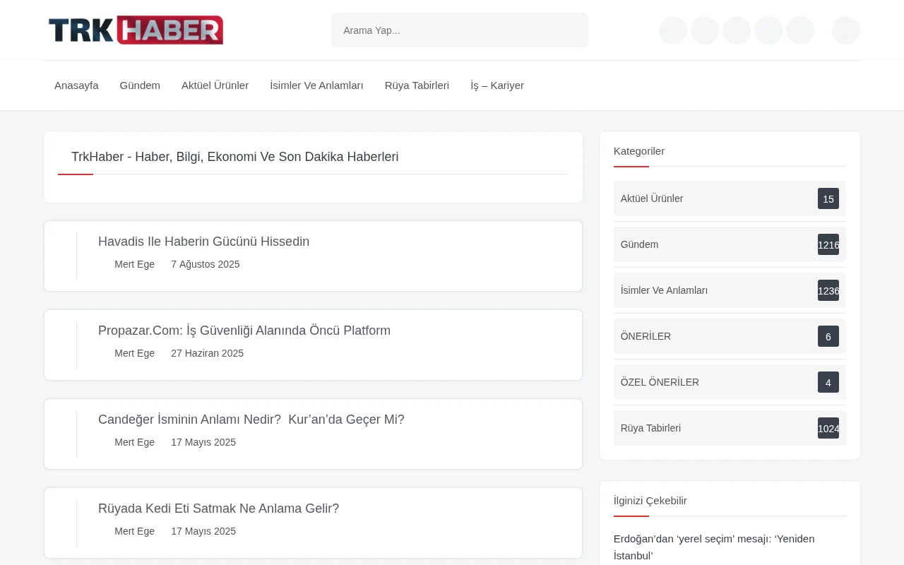 trkhaber.com.tr web sitesi ekran görüntüsü - Haber - DA 33
