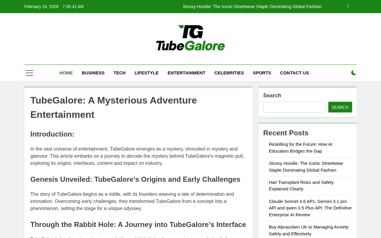 tubegalore.uk web sitesi ekran görüntüsü