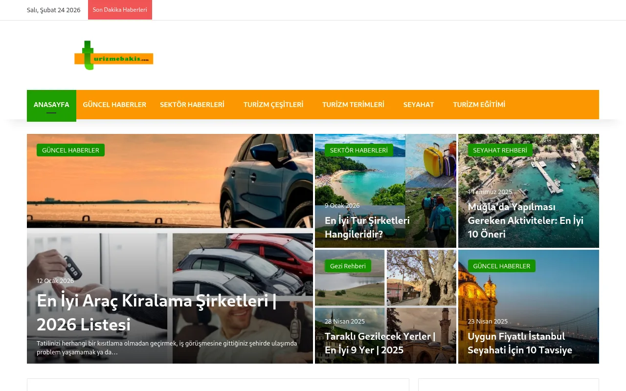 turizmebakis.com web sitesi ekran görüntüsü - Seyahat
