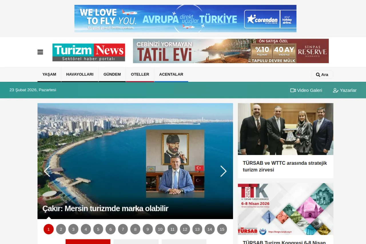turizmnews.com web sitesi ekran görüntüsü - Haber - DA 26