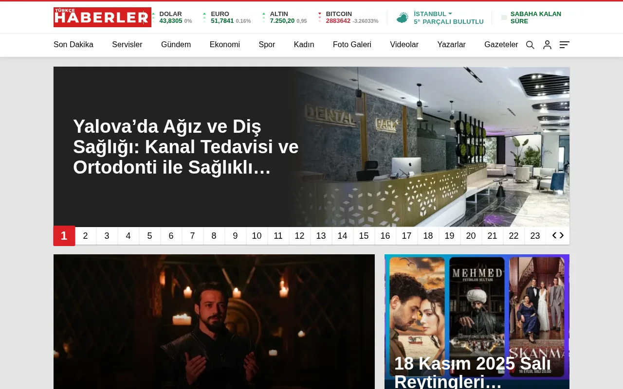 turkcehaberler.com web sitesi ekran görüntüsü - Haber - DA 22