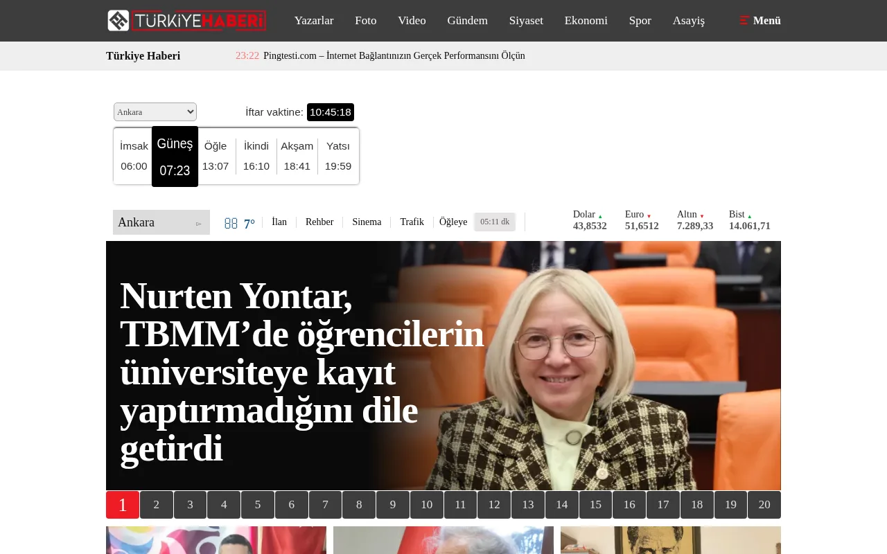 turkiyehaberi.com web sitesi ekran görüntüsü - Haber