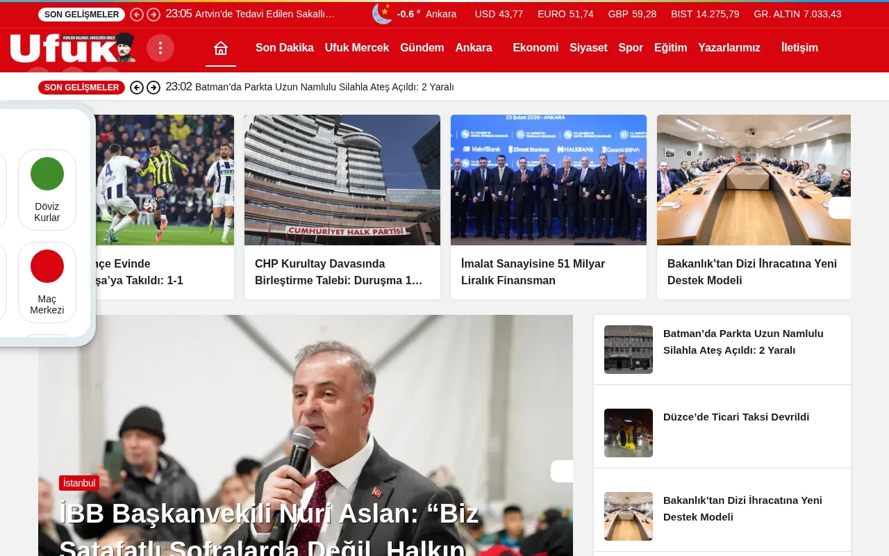 ufukgazetesi.net web sitesi ekran görüntüsü - Haber - DA 25