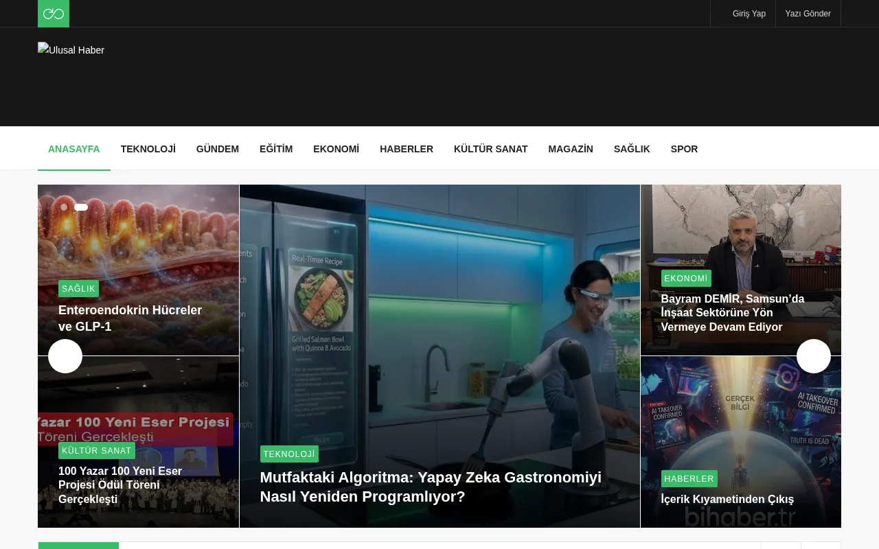 ulusalhaber.net.tr web sitesi ekran görüntüsü - Haber