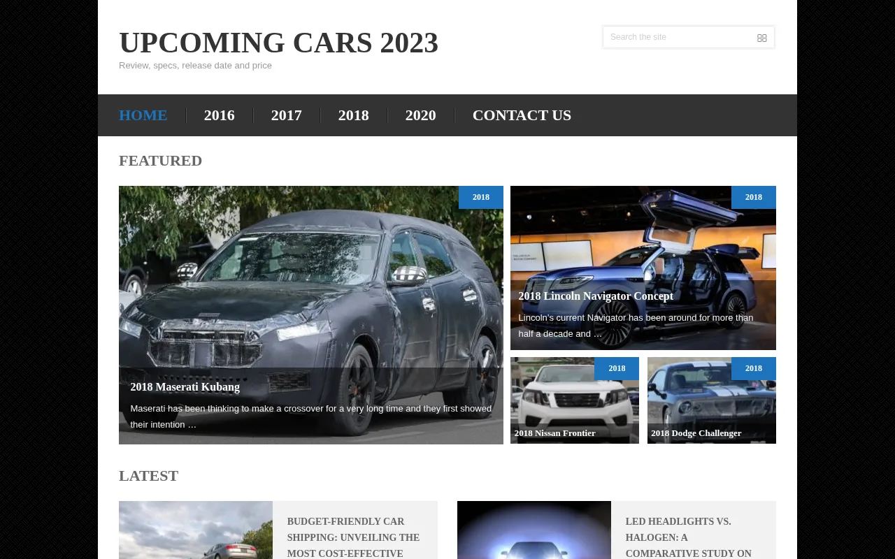 upcomingcars2017.com web sitesi ekran görüntüsü - Otomotiv