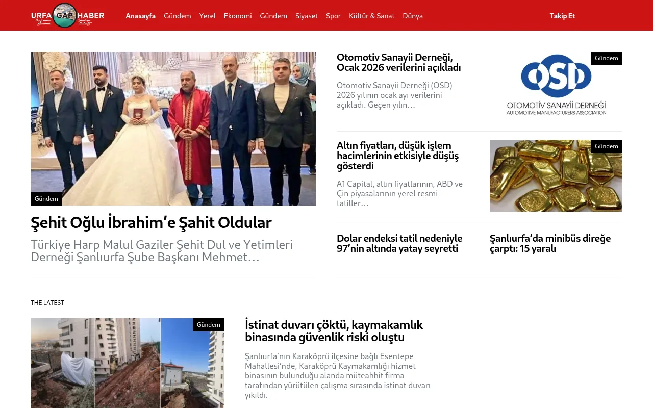 urfagaphaber.com web sitesi ekran görüntüsü - Haber