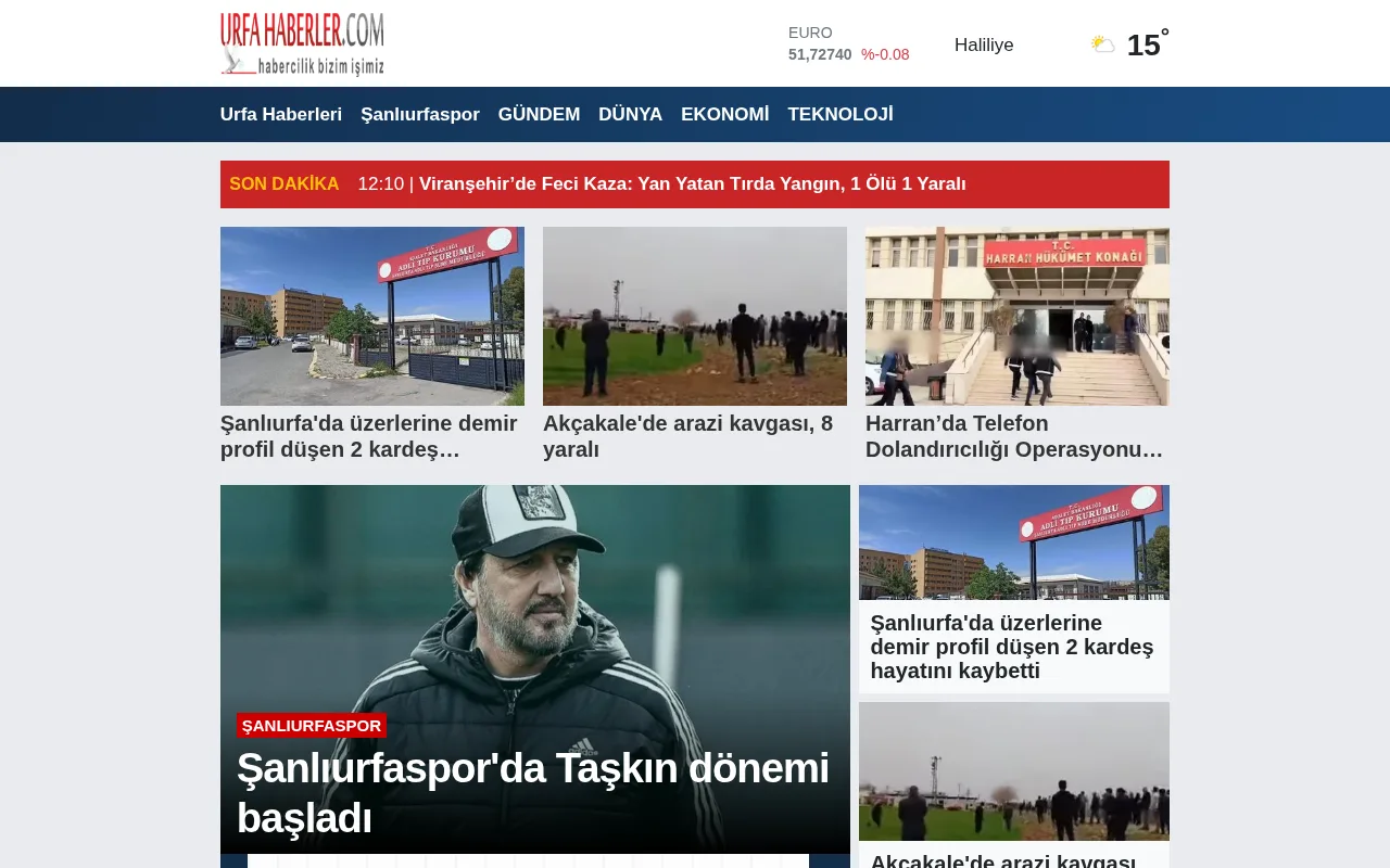 urfahaberler.com web sitesi ekran görüntüsü - Haber