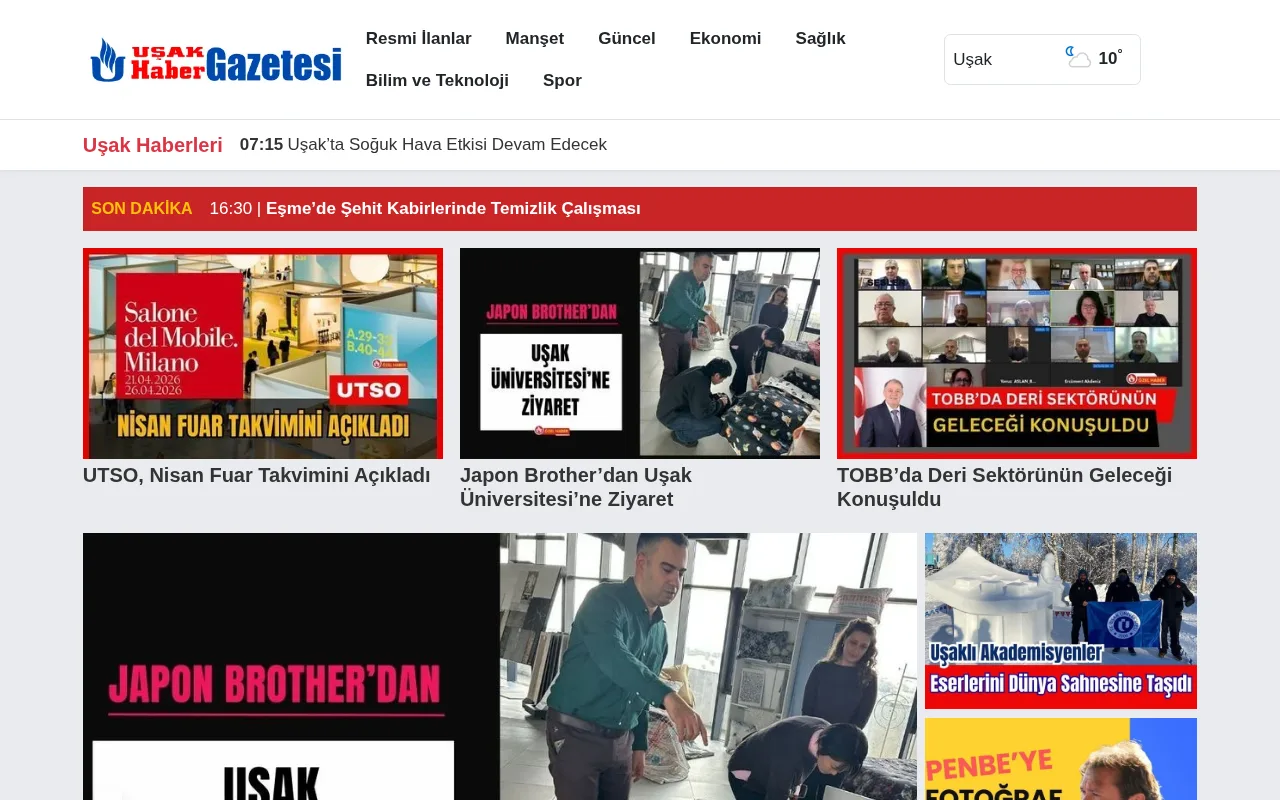usakhabergazetesi.com.tr web sitesi ekran görüntüsü - Haber