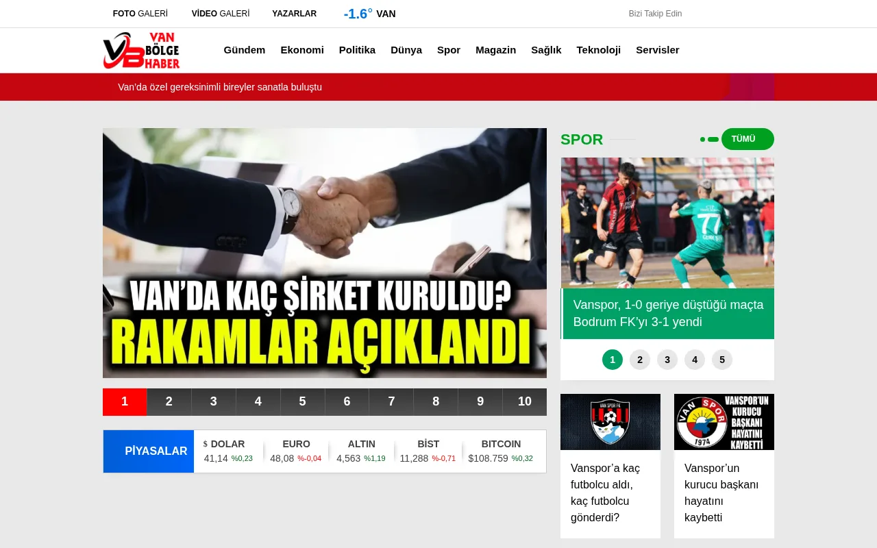 vanbolgehaber.com web sitesi ekran görüntüsü - Haber