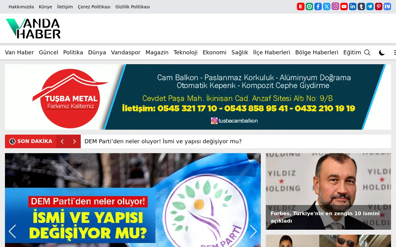 vandahaber.com web sitesi ekran görüntüsü - Haber