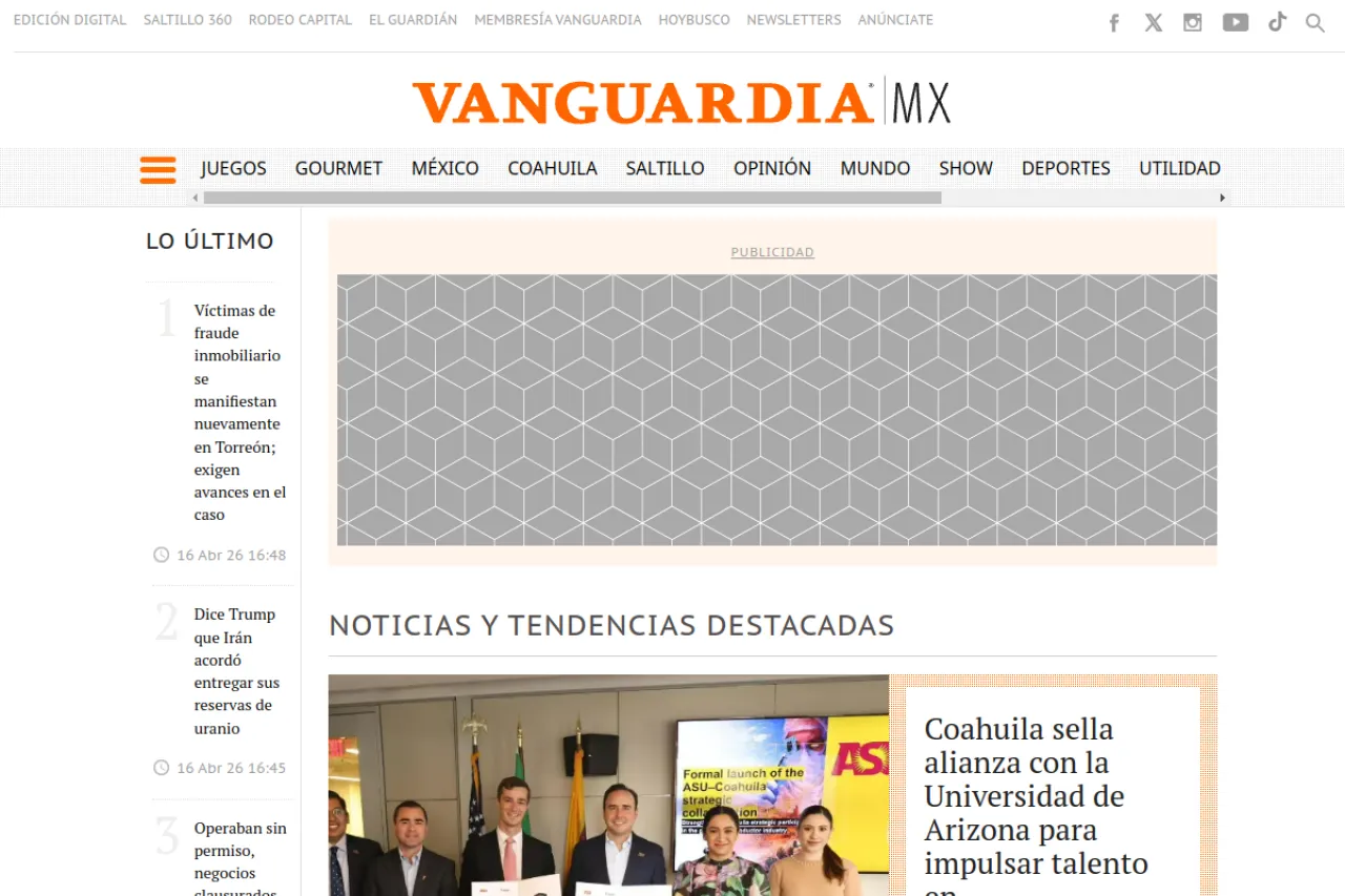 vanguardia.com.mx web sitesi ekran görüntüsü - Teknoloji - DA 80