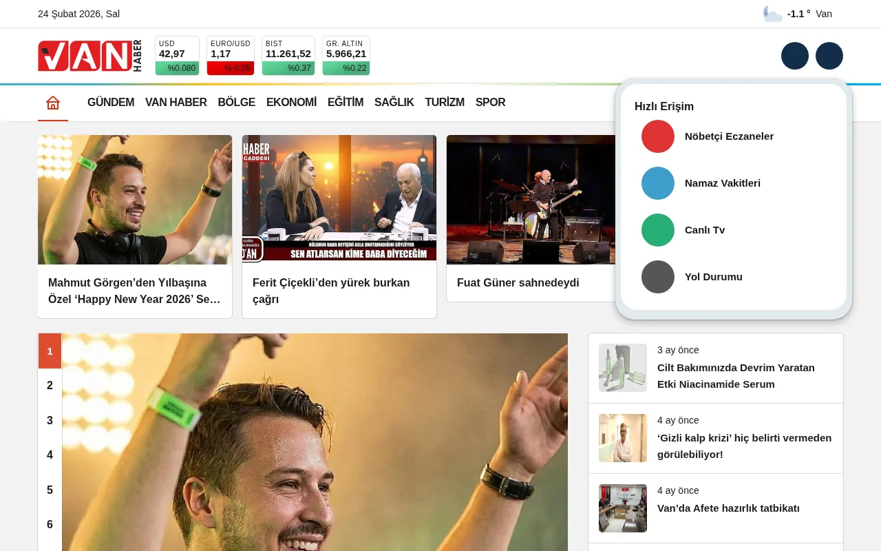 vanhaber.com.tr web sitesi ekran görüntüsü - Haber - DA 23