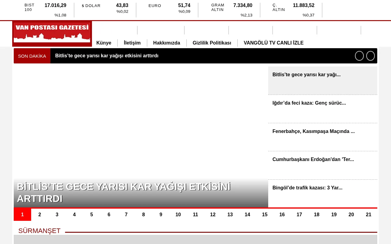 vanpostasigazetesi.com web sitesi ekran görüntüsü - Haber - DA 24