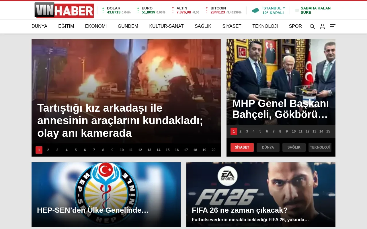 vinhaber.com web sitesi ekran görüntüsü - Haber - DA 19