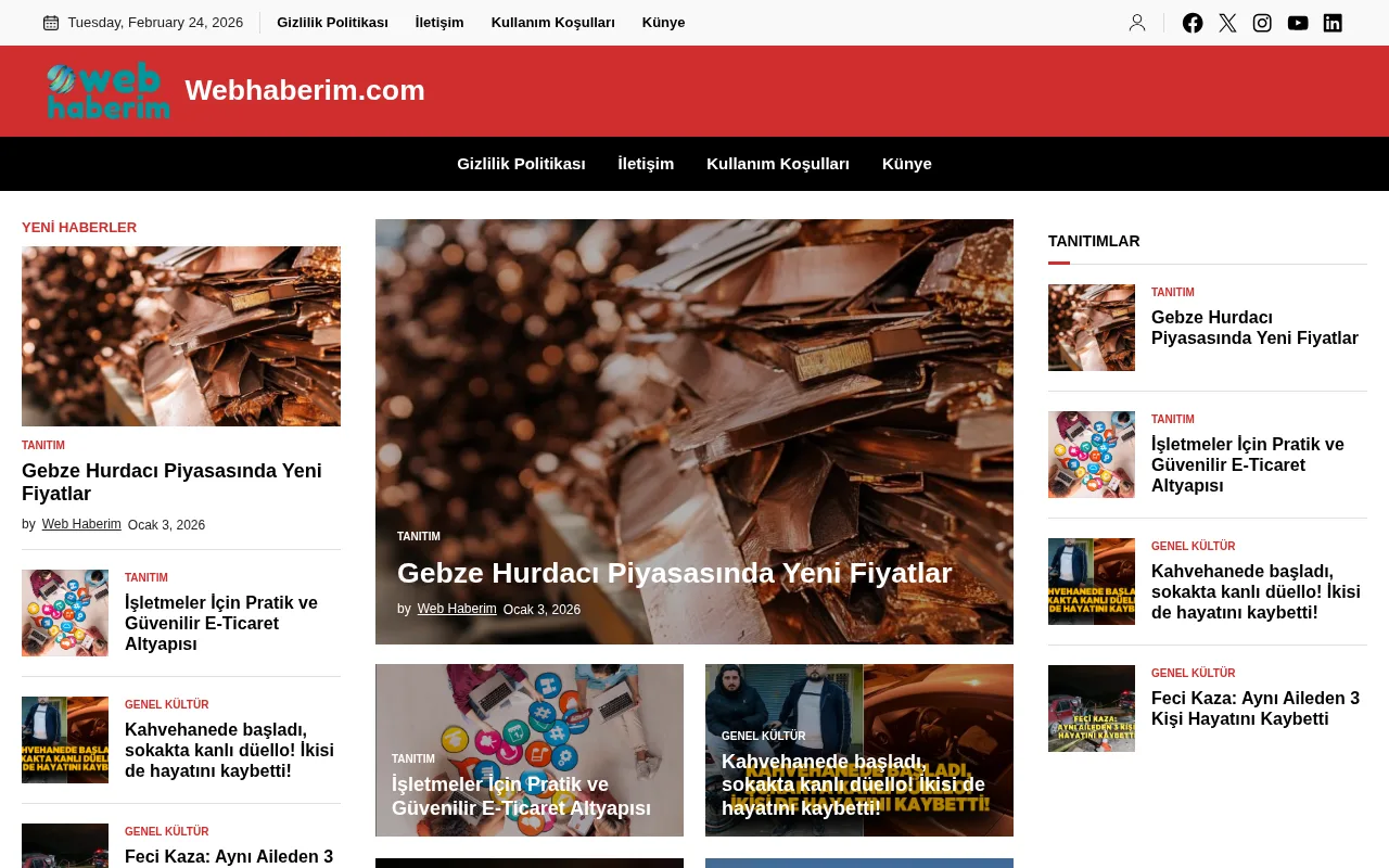 webhaberim.com web sitesi ekran görüntüsü - Haber - DA 9