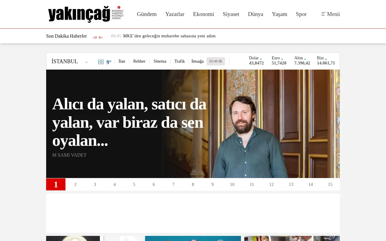 yakincag.com.tr web sitesi ekran görüntüsü - DA 20