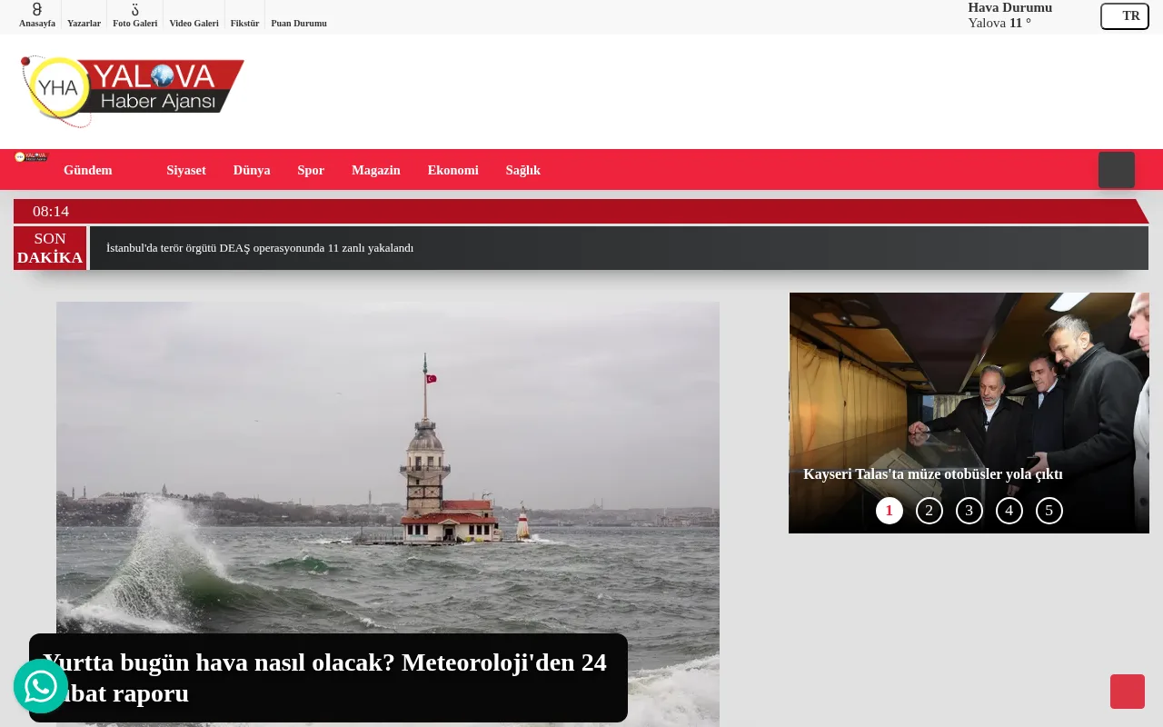 yalovahaberajansi.com.tr web sitesi ekran görüntüsü - Haber