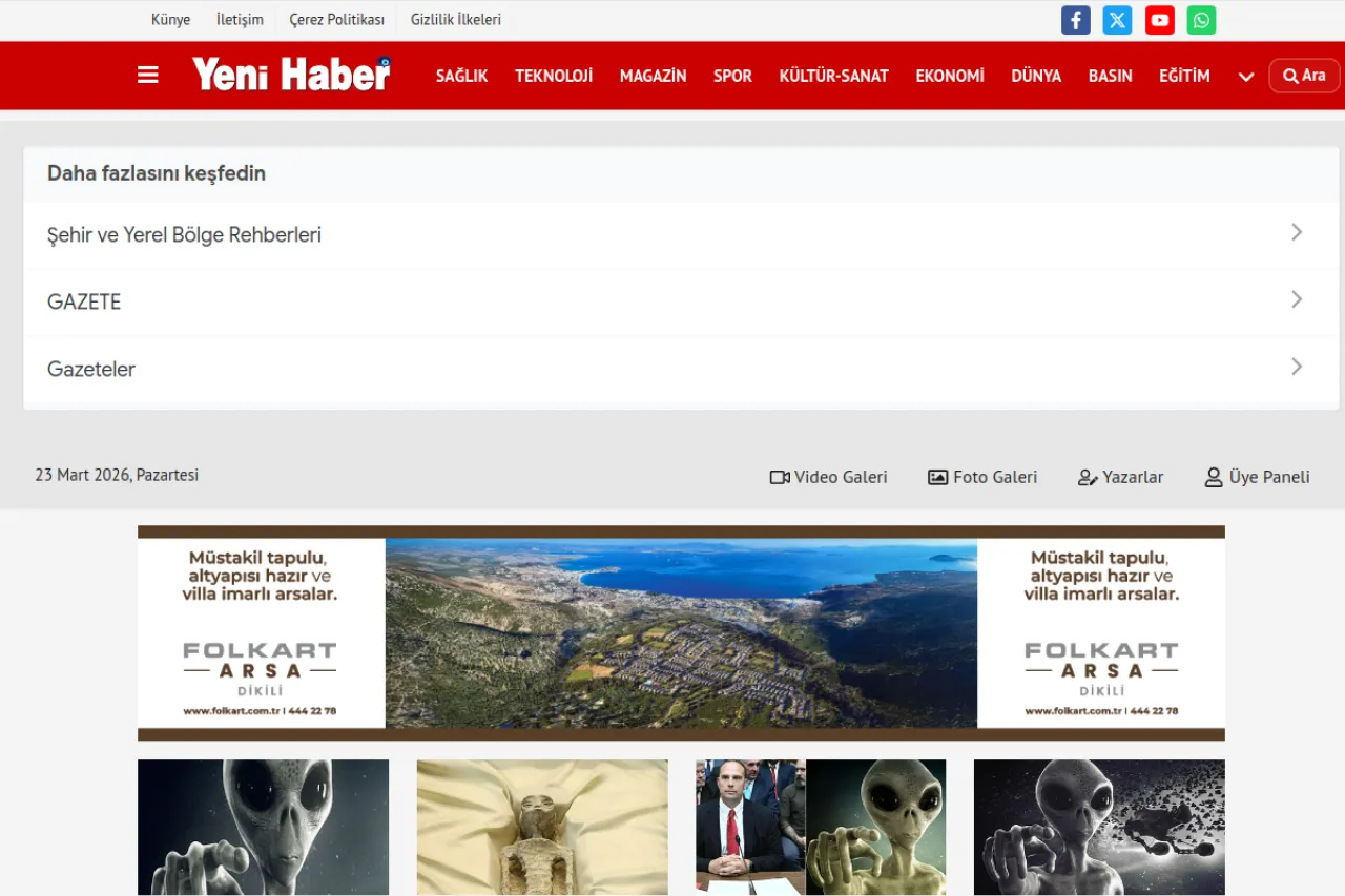 yenihaber.com.tr web sitesi ekran görüntüsü - Haber