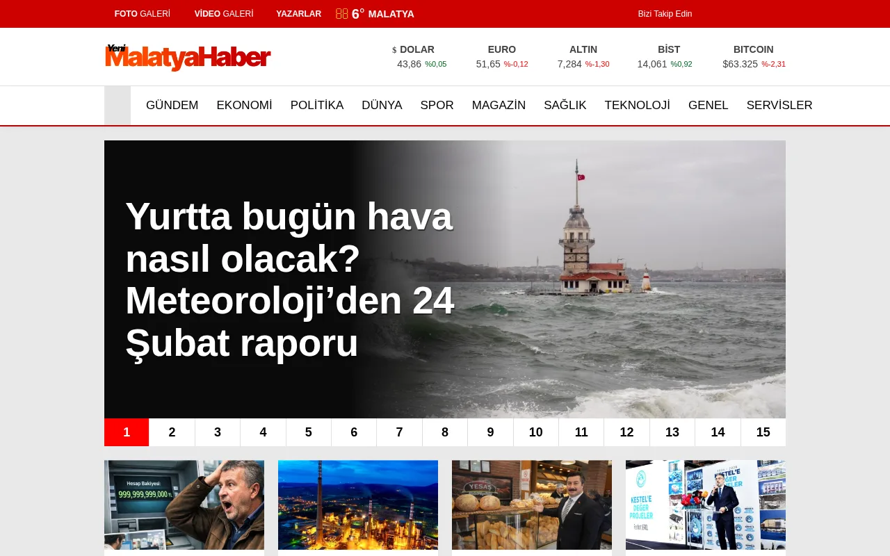 yenimalatyahaber.com.tr web sitesi ekran görüntüsü - Haber - DA 16